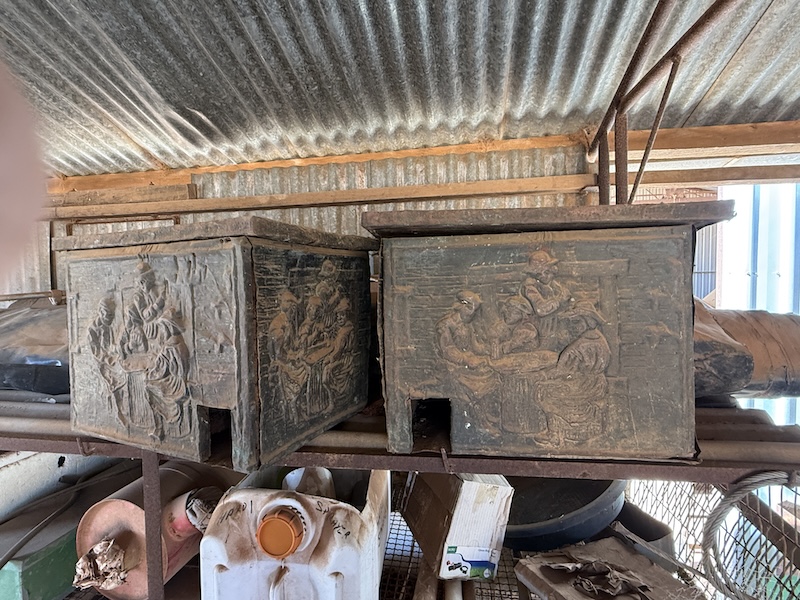 141 Vintage fireplace storage boxes x 2